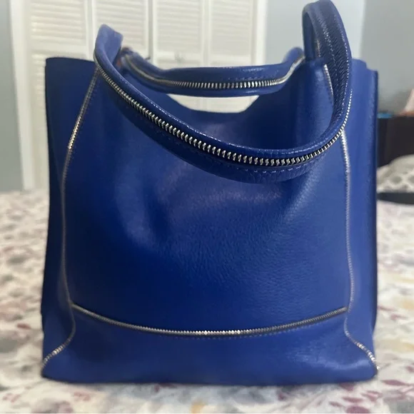 Botkier Soho Leather Tote Bag Blue - Picture 4 of 14